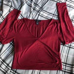 Burgundy long sleeve crop top
